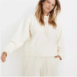 Madewell MWL ribbed funnelneck sweatshirt antique cream size‎ Medium